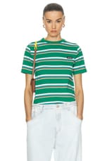 Miu Miu Short Sleeve T-Shirt in Verde, Bian Co, & Azzurro, view 1, click to view large image.