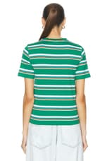 Miu Miu Short Sleeve T-Shirt in Verde, Bian Co, & Azzurro, view 3, click to view large image.
