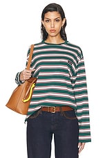 Miu Miu Long Sleeve Shirt in Verde, Bianco, & Cognac | FWRD