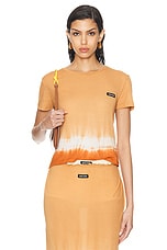 Miu Miu Short Sleeve Top in Cammeo & Caramello, view 1, click to view large image.