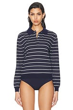 Miu Miu Long Sleeve Top in Blue, view 1, click to view large image.