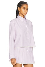 Miu Miu Long Sleeve Shirt in Corallo & Bianco, view 2, click to view large image.