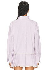Miu Miu Long Sleeve Shirt in Corallo & Bianco, view 3, click to view large image.