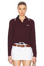 Miu Miu Long Sleeve Shirt in Amaranto & Bianco, view 1, click to view large image.