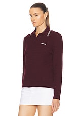 Miu Miu Long Sleeve Shirt in Amaranto & Bianco, view 3, click to view large image.
