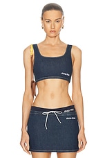 Miu Miu Cropped Tank Top in Bleu, view 1, click to view large image.