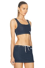 Miu Miu Cropped Tank Top in Bleu, view 2, click to view large image.