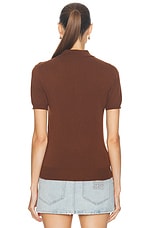 Miu Miu Short Sleeve Polo Top in Tabacco, view 4, click to view large image.