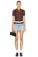 Miu Miu Short Sleeve Polo Top in Tabacco, view 5, click to view large image.