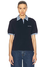 MIUMIUポロ Miu Miu Short Sleeve Polo Top in Blue | FWRD