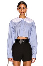 Miu Miu Prince Of Wales Cotton Shirt in Cielo | FWRD