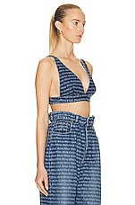 Miu Miu Logo Bralette Top in Blue, view 2, click to view large image.
