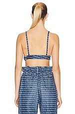 Miu Miu Logo Bralette Top in Blue, view 3, click to view large image.