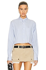 Miu Miu Cropped Long Sleeve Top in Celeste, view 1, click to view large image.
