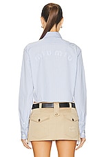 Miu Miu Cropped Long Sleeve Top in Celeste, view 3, click to view large image.