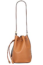 Miu Miu Small Softy Bucket Bag in Cognac, view 1, click to view large image.