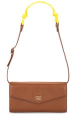 Miu Miu Softy &amp; Nastro Wallet in Cognac & Giallo, view 1, click to view large image.