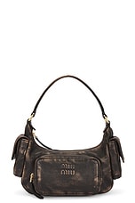 Miu Miu Pocket Shoulder Bag in Sabbia & Caffe, view 1, click to view large image.