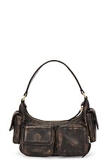Miu Miu Pocket Shoulder Bag in Sabbia & Caffe, view 3, click to view large image.