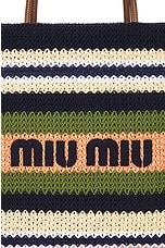 Miu Miu Tessuto Tote Bag in Blu, Edera, & Tulipano, view 7, click to view large image.