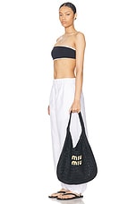 Miu Miu Crochet Hobo Bag in Nero & Naturale, view 2, click to view large image.