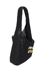 Miu Miu Crochet Hobo Bag in Nero & Naturale, view 5, click to view large image.