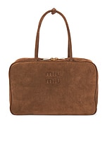 Miu Miu Camoscio Top Handle Bag in Cacao, view 1, click to view large image.