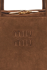 Miu Miu Camoscio Top Handle Bag in Cacao, view 6, click to view large image.