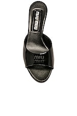 Miu Miu Logo Mule Sandal in Nero, view 4, click to view large image.