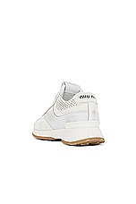 Miu Miu Leather Sneaker in Bianco, view 3, click to view large image.