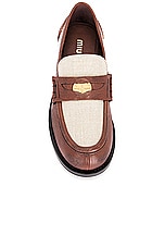 Miu Miu Penny Loafer in Bruciato & Corda, view 4, click to view large image.
