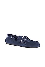 Miu Miu Moccasin Flat in Blue, view 2, click to view large image.