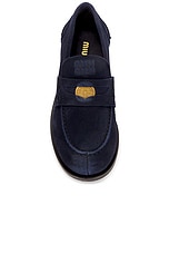 Miu Miu Penny Loafer in Bleu, view 4, click to view large image.