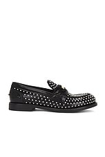 Miu Miu Penny Loafer in Nero, view 1, click to view large image.