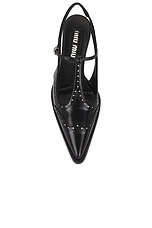 Miu Miu Sling Back Kitten Heel in Nero & Ivory, view 4, click to view large image.