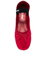 Miu Miu Ballerina Flat in Rosso, view 4, click to view large image.