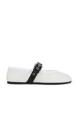 フラットシューズ MIU MIU Buckle and bow ballet flats White Miu Miu Calfskin Leather Bow Buckle Ballerina Flats