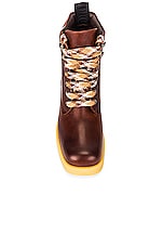 Miu Miu Platform Lace Up Ankle Boots in Cognac, view 4, click to view large image.