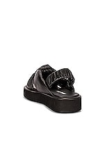 Miu Miu Padded Leather Flatform Sandals in Nero, view 3, click to view large image.