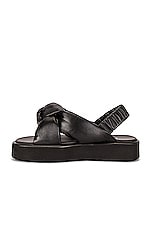 Miu Miu Padded Leather Flatform Sandals in Nero, view 5, click to view large image.