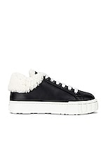 Miu Miu Lace Up Sneakers in Nero & Natural, view 1, click to view large image.