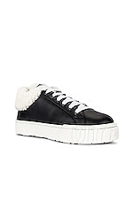 Miu Miu Lace Up Sneakers in Nero & Natural, view 2, click to view large image.