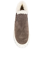 Miu Miu Suede Slip On Sneakers in Ghiaia & Natural, view 4, click to view large image.