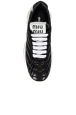 Miu Miu Leather Sneakers in Black, view 4, click to view large image.