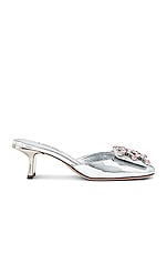 Miu Miu Metallic Sandals in Argento, view 1, click to view large image.