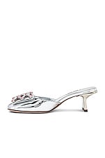 Miu Miu Metallic Sandals in Argento, view 5, click to view large image.