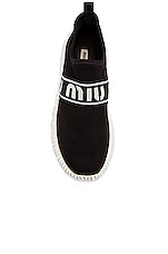 Miu Miu Stretch Sneakers in Nero, view 4, click to view large image.