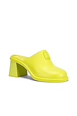 Miu Miu Soft Mules in Lime, view 2, click to view large image.