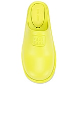 Miu Miu Soft Mules in Lime, view 4, click to view large image.