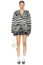 Marc Jacobs Brushed Zebra Sweater in Black & White, view 4, click to view large image.